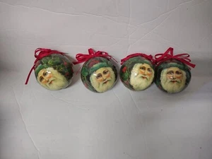 4 Old World Santas Decoupage CHRISTMAS Ball Ornaments; Midwest of cannon falls - Picture 1 of 7