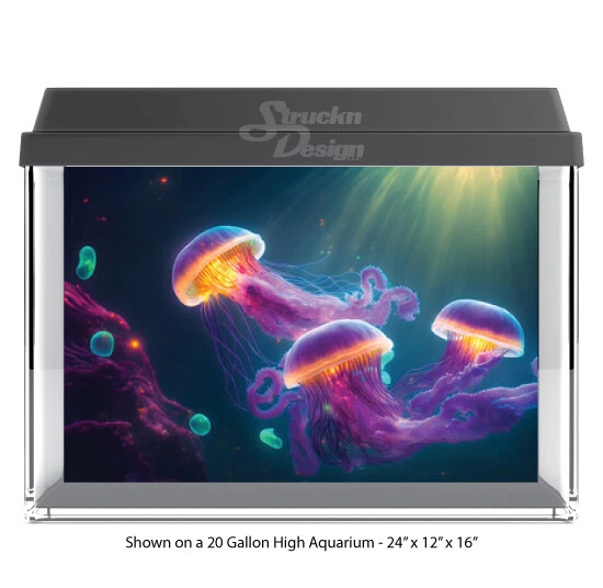 Purple Colorful Jellyfish Polyester Fish Tank Glass Backdrop Aquarium Background