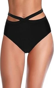Hilor Women's High Waist Bikini Bottoms Wrape Swim Brief Short Criss Cross SZ 8 - Picture 1 of 3