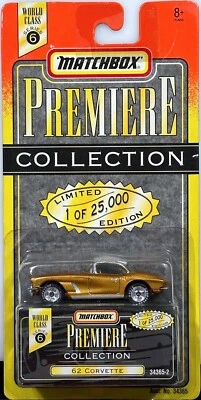 New 1996 Matchbox Premiere Collection World Class Series 6 62 Corvette gold - Image 1 of 4