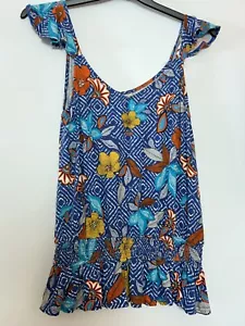 Blue Mix Floral Viscose Jersey Top Size XL - Picture 1 of 6