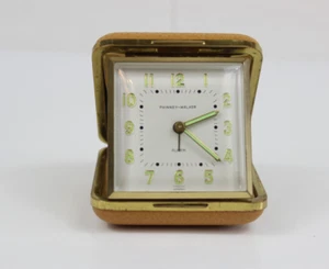Vintage Phinney-Walker Folding Travel Working Alarm Clock Germany Beige Case - Picture 1 of 7