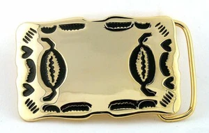 Vintage 3 x 1 9/10 Inch Southwest Antique Gold Engraved Belt Buckle C184OTH - Picture 1 of 2