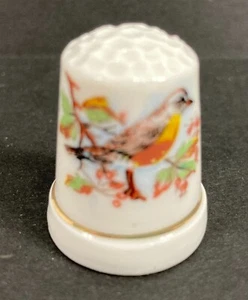 Vintage Garten Vogel Fingerhut Porzellan mit Goldrand Band - Bild 1 von 7