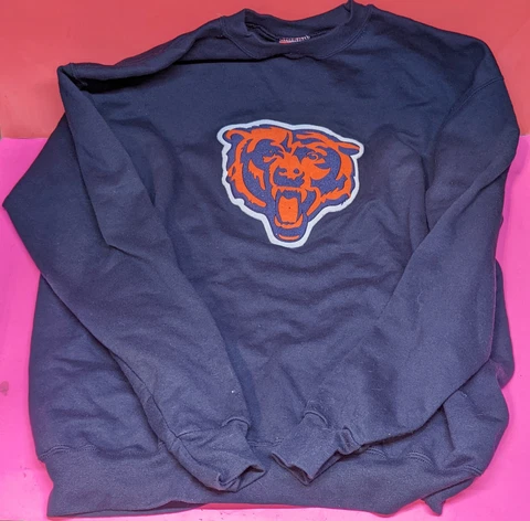 AUTHENTIC CHICAGO BEARS SWEATSHIRT MEN'S NFL FOOTBALL SWEATER LARGE BLUE FREE SH Cover