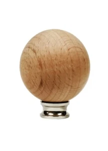 Lamp Finial-SOLID BEECH WOOD BALL-W/Dual Thread Base/4 Plated Finishes-Small-FS - Picture 1 of 32