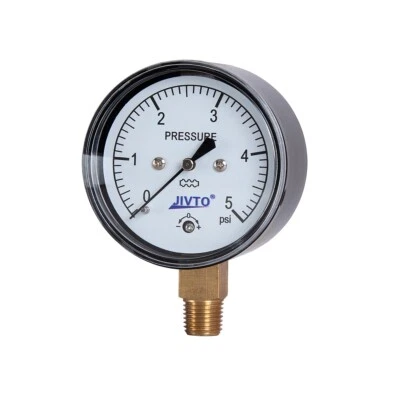 JIVTO Low Capsule Pressure Gauge 1/4 NPT Bottom connetion 5 psi ,brass internal - Image 1 of 4