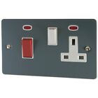 G&H FDG29W Flat Plate Dark Grey 45 Amp DP Cooker Switch & 13A Switched Socket