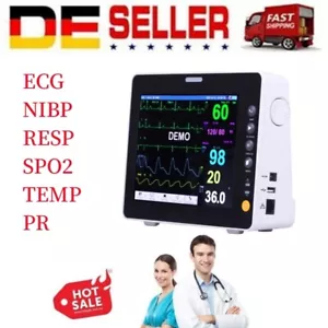 EKG Gerät ECG NIBP RESP SPO2 TEMP PR Monitor Vitalzeichen Patientenmonitor - Bild 1 von 17