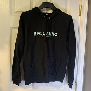 Becoming Women's Michelle Obama Hoodie Size M Black Fleece Athleisure Feminist - Picture 1 of 4