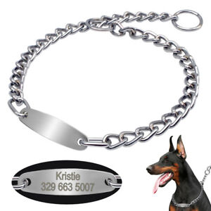 Personalised Metal Dog Choke Chain Collar for Medium and Large Dogs Training