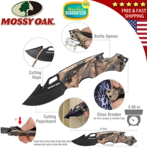 MOSSY OAK POCKET Folding Blade KNIFE Tactical Survival Rescue Knife Open Assist - Picture 1 of 11