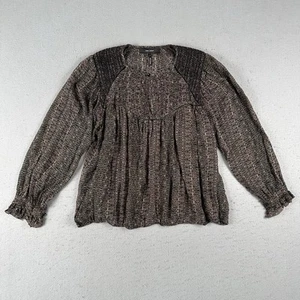 Isabel Marant Blouse 42 Sheer Peasant Boho Wita Smocked Silk Top Prairie - Picture 1 of 20