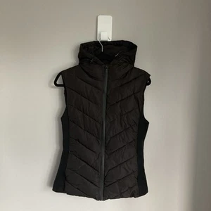 Zara Puffer Vest Gilet Womens Medium Black Fitted Hooded Sleeveless - Picture 1 of 6