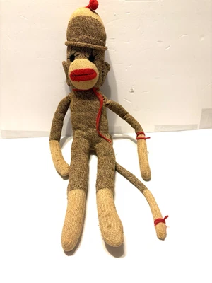 De colección 24" Calcetín Mono Usando Sombrero 16" Cola Bordada a Mano Ojos y Boca Foto 1 de 2