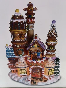 Christmas Fiber Optic Gingerbread House w changing Lights & Spinning figures - Picture 1 of 6
