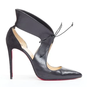 CHRISTIAN LOUBOUTIN Ferme Rouge 100 black cut out pointy pumps EU39 - Picture 1 of 11