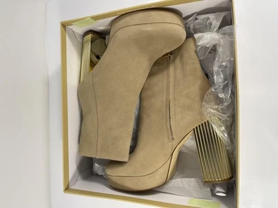 Michael Kors Shoes Womens Size 10 Camel Porter Platform Bootie Suede Gold Heel - Image 1 of 4
