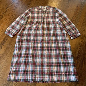LL Bean Flannel Nightgown Nightshirt Women’s XL Red Plaid Long Sleeve EUC - Picture 1 of 8