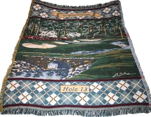 Golfing Augusta Hole 13 Afghan Throw Blanket B Sikes Azalea Masters 64x50 RARE - Picture 1 of 7