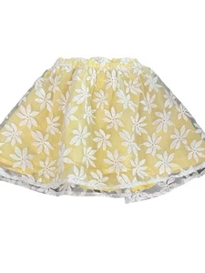 Gymboree Youth Girls Floral Lace Overlay Skirt Yellow SZ 7 Elastic Waist - Picture 1 of 4