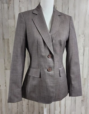 Blazer Anne Klein Mujer Talla 6 Marrón Etiqueta León Mezcla Lana Foto 1 de 4