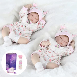 Bambole Reborn 16" Realistiche Baby Twins Vinile Silicone Realistico Morbido Bambina Giocattolo Natale - Foto 1 di 8