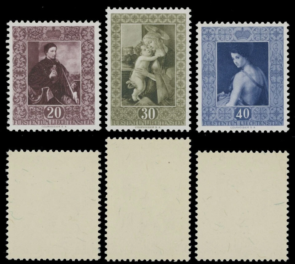 1952, LIECHTENSTEIN, ITALIAN PAINTINGS, COMPLETE SET OF 3, NH, SCOTT #261-63 - Image 1 of 1