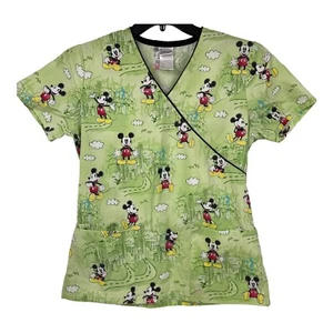 Haut gommage Disney Mickey Mouse taille XS vert avec cravate imprimé Mickey dos A27 - Photo 1/6