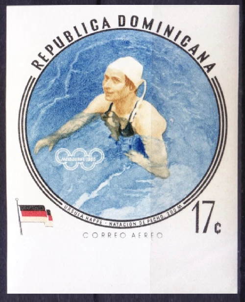 Dominica Rep. 1960 MNH Imperf, Ursula Happe Swimming, Melbourne Olympics  - Image 1 of 1