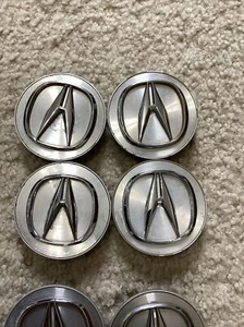ACURA ILX MDX TL RDX RL TSX ZDX 2005-2017 SILVER CENTER CAPS 2-3/4 OD P#44742 - Picture 1 of 8