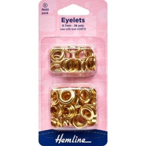 Hemline Eyelets Rust Proof Brass REFILL, 8.7mm, 36 Sets GOLD Colour - Bild 1 von 1