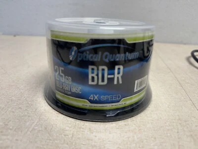 50 Optical Quantum 25 GB 4X Blu-ray Single Layer Recordable Disc BD-R Logo Top - Image 1 of 2