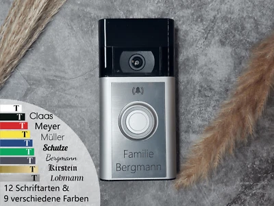 Namensschild für Ring Eufy Pro 2k 2nd 2 3 4 Wired Klingel Schild personalisiert