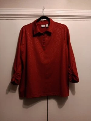 Рубашка для гольфа Chico's 2 Zenergy красный анималистический принт поло топ женские стразы  - Изображение 1 из 4