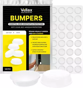Vellax Cabinet Door Bumpers 128 Pcs - 1/2” Diameter Clear Self Adhesive Pads, Ca - Picture 1 of 9