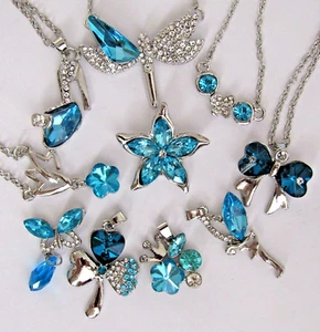 Turquoise blue selection of crystal pendant necklaces lots of choice fast UK del - Picture 1 of 74
