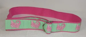 Douglas Paquette Women's Canvas Summer Belt Sz Large Green Pink Alligator Print - Picture 1 of 3