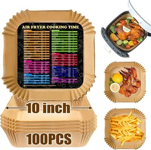 Air Fryer Disposable Paper Liner Square 10 Inch Large Air Fryer Paper Liner 100 - Picture 1 of 6