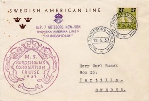 SWEDEN: Shipmail cover M/S Kungsholm Coronation Cruise 1937 - Picture 1 of 1