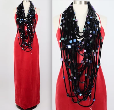 Giorgio Armani 跑道 XL 项链天鹅绒多色几何多股 — 第 1/4 张图片