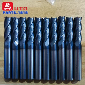 10Pcs 3/8" 4 Flute Solid Carbide 1" LOC x 2-1/2" End Mills - TiALN Coated - Picture 1 of 5
