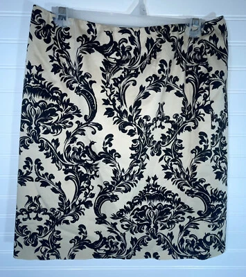 Юбка Talbots размер 10 эластичная желтовато-коричневая черная с цветочным принтом пейсли на молнии на талии 30x21 - Изображение 1 из 4