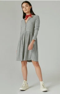 Size S LUCKY BRAND cloud jersey wide ribbed dress LONG SLEEVES mujer vestido - Picture 1 of 5