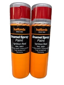 EMAILLE SPRÜHFARBE ZÜNDUNG ROT RAL 3001 300ML HALFORDS DOSEN X2 - Bild 1 von 3
