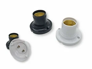 PORTALAMPADA BIANCO E27 PORTALMPADA NERO E27 PORTALAMPADA BIANCO O NERO CON BASE - Foto 1 di 5