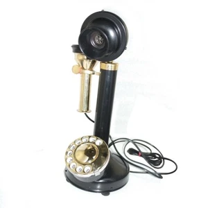 New Black & Brass Candle Stick Type Telephone, Old Vintage Antique Style @US - Picture 1 of 7
