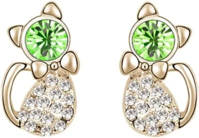 Cat Stud Earrings with Twinkling Swarovski Crystal Elements in ZiZi Gift Box - Image 1 of 4