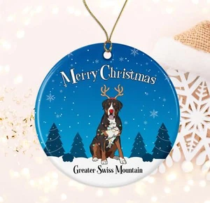 Greater Swiss Mountain Merry Christmas Ornament - Merry Xmas Gifts for Pet Lo... - Picture 1 of 2