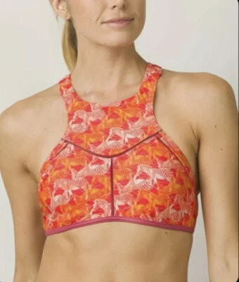 Nuevo Top de Bikini PrAna Mujer Rosa Carmín Safari Azra Talla Grande Estampado de Cebra Nuevo con Etiquetas Foto 1 de 4